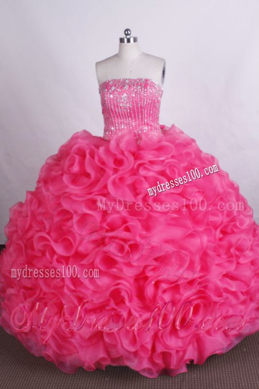 Luxurious Beading Rolling Flowers Ball Gown Sweet 15 Dresses